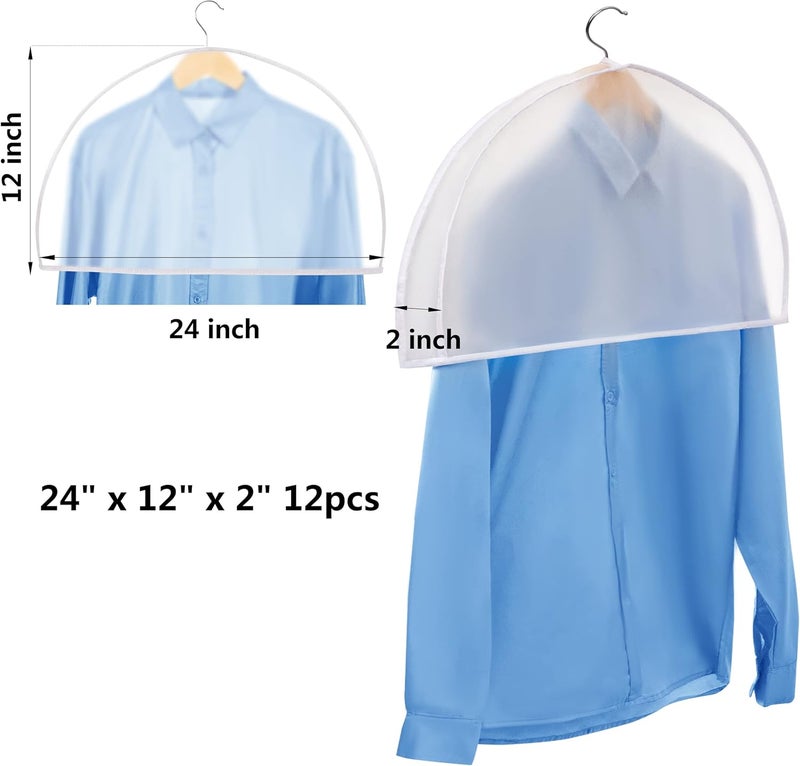 MS KITCHEN Shoulder Covers Plastic Hanger Covers for Clothes (Set of 12) Closet Clothes Protectors Breathable Clear Jacket Cover with 2" Gusset for Suit, Coat, Jackets, Blouses, Dress - 24'' x12" x2''/12 Pack - Image 2